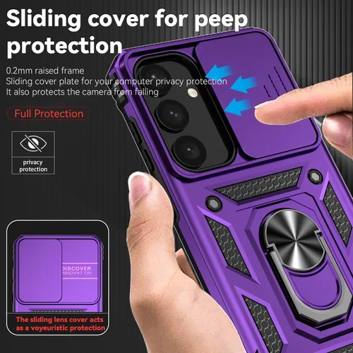 Vista 3 de Funda para Samsung Galaxy S25 Plus con cubierta deslizante para cámara, protector de pantalla HD [probado contra caídas de grado militar] soporte