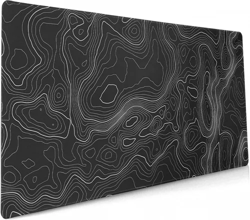 Vista 2 de Keepcute - Alfombrilla de escritorio topográfica negra, alfombrilla grande para mouse para juegos de 35.4 x 15.7 pulgadas