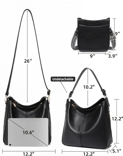 Vista 4 de Carteras para Mujeres 3PCS, Juego de Bolsos Cruzados Bolso Grande de Cuero Carteras de Hombro con Billetera Correas Ajustables para Damas Tote