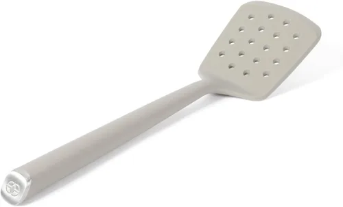 Vista 10 de Calphalon Edge - Cuchara ranurada de silicona, flexible, resistente al calor, para cocinar, freír, desnatar, drenar y servir, color gris pardo