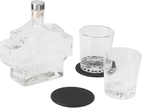 Vista 2 de Harley-Davidson Bar & Shield Logo Decanter Set, Juego Soplado a Mano HDL-18746