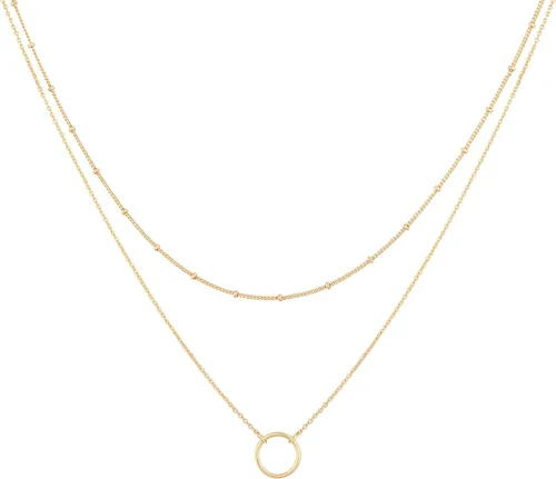 Vista 31 de MEVECCO - Collar escalonado con dije de corazón, hecho a mano, chapado en oro de 18 quilates, gargantilla delicada con flecha o barra en capas