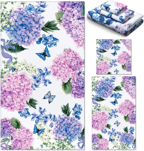 Vista 15 de Preboun Juego de 3 toallas de baño navideñas de gnomo, toallas de mano con árbol de Navidad, toallas de baño con copos de nieve de invierno, toallas