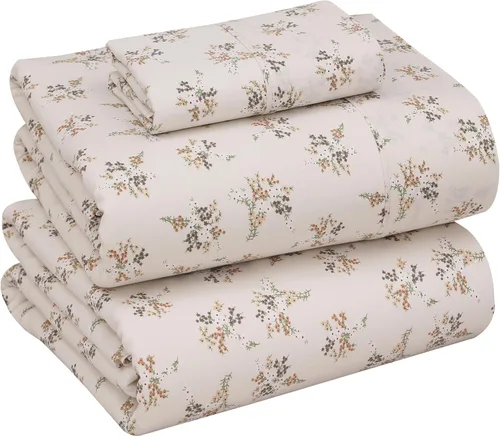 Vista 142 de RUVANTI Sábanas de percal 100% algodón, tamaño individual, anual Fresco fresco, bolsillo profundo de 16 pulgadas, suave, transpirable y duradero