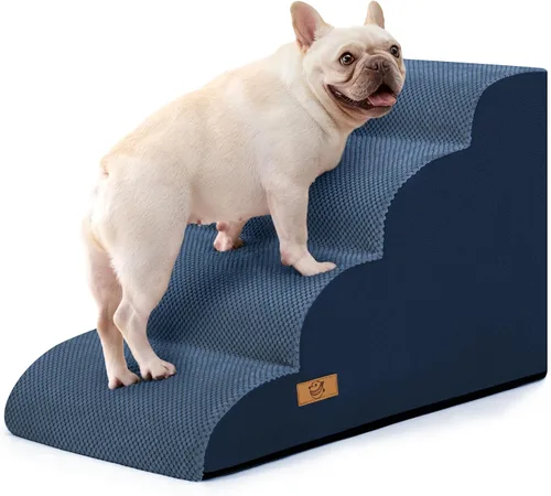Vista 16 de Dog Steps for Bed and Couch, Pet Stairs for Small Dogs and Cats, Khaki Caqui