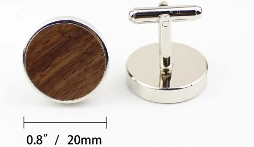 Vista 5 de Gemelos redondos de madera de nogal negro rústico con caja organizadora para hombres, Madera, Madera
