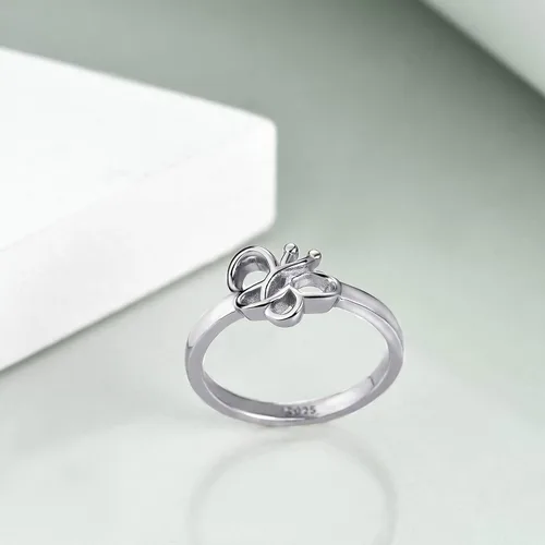 Vista 4 de HUKKUN Anillos de serpiente, perezoso, gato, conejo, mariposa para niñas, plata de ley 925, bonitos anillos apilables de animales, joyería, regalo