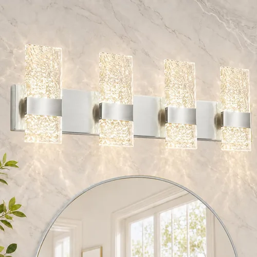 Vista 17 de Lámpara de Tocador para Baño, Moderna Lámpara LED de Tocador Dorado Cepillado, Aplique de Pared LED Regulable de 19W para Baño, Dormitorio, Perfecta