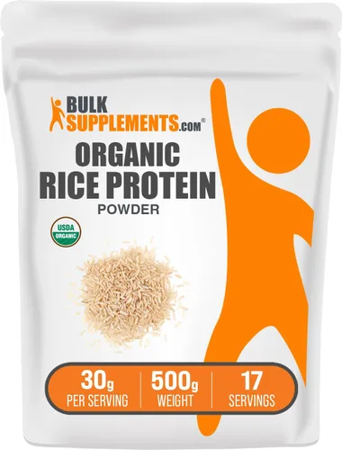 Vista 8 de BulkSupplements. com Proteína de arroz orgánica en polvo, proteína vegetal vegana, sin sabor, vegana y sin gluten, 1.06 oz por porción, 100 g