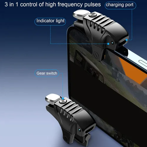 Vista 9 de Heayzoki Mobile Phone Cooler Pubg Mobile Controller Android Phone Controller Triggers Kit Quiet Cooling Pulse Automatic Four-Speed Click Phone