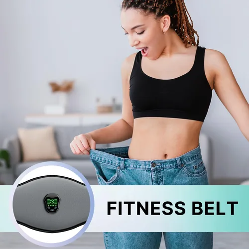 Vista 2 de NEWPINE Cinturón de fitness, estimulador muscular alimentado para uso doméstico, para acondicionamiento muscular gris
