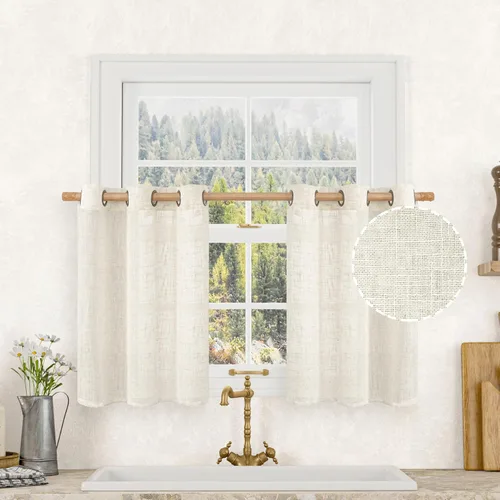 Vista 87 de LAMIT Cortinas de lino marrón caramelo para sala de estar, 84 pulgadas, de lino sintético, texturizado, filtrante de luz, paneles de privacidad