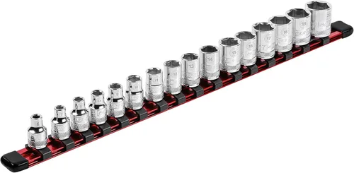 Vista 22 de ARES 70087-Organizador de enchufes de aluminio de 3 piezas, rieles de transmisión de 1/4 pulgadas, 3/8 pulgadas y 1/2 pulgadas con capacidad para 48