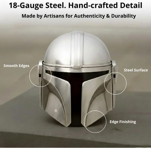 Vista 2 de Casco mandaloriano medieval de acero, casco The Armorer Mando para fiesta de Halloween