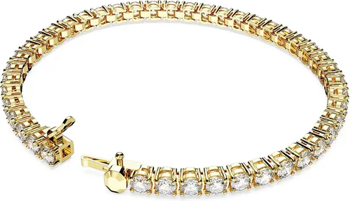 Vista 4 de Swarovski Matrix Tennis Bracelet, Round Cut Crystals, Pink, Blue, Black, Clear, Rhodium, Gold-Tone and Rose Gold-Tone Finishes