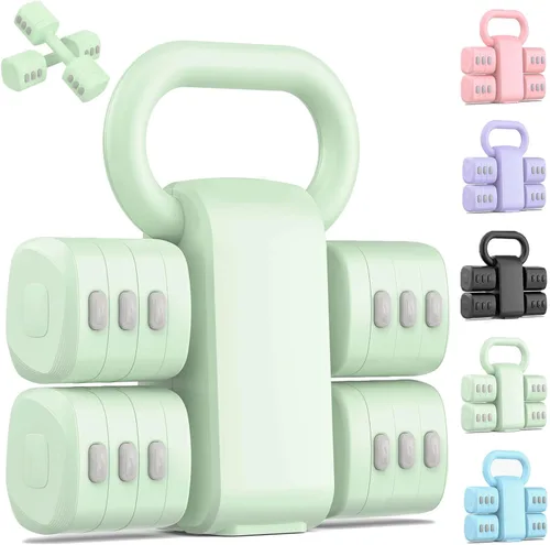 Vista 11 de 2-in-1 Adjustable Dumbbell Set, 4-Level Weights for Women Negro
