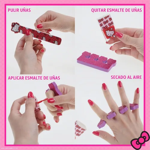 Vista 5 de Estuche de Maquillaje Cosmético Hello Kitty Train Case Incluye Brillo de Labios, Sombra de Ojos, Esmalte de Uñas, Accesorios para el Cabello y Más!