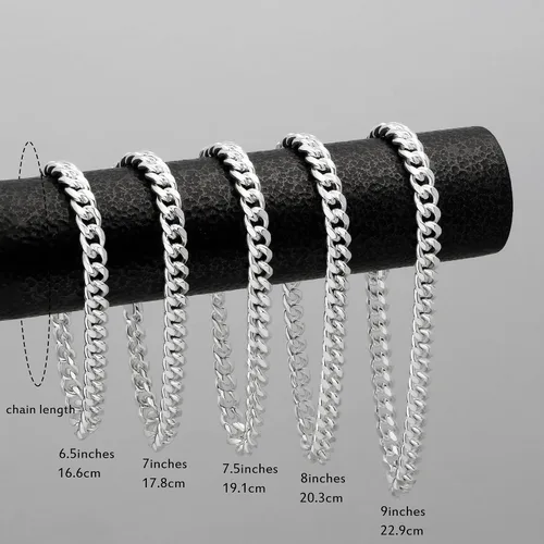 Vista 6 de SheCare Pulsera de cadena cubana para hombres, regalos para amantes del hip hop, pulseras de eslabones para papá, marido, novio, hermano, hijo