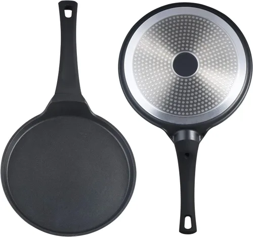 Vista 4 de S·KITCHN Sartén Antiadherente para Crepes, Sartén para Dosa Tawa Omelette Tortillas Panqueques Crujientes, Plancha para Panqueques, SIN PFOA