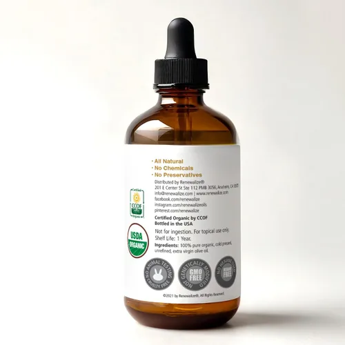 Vista 3 de Aceite de oliva orgánico certificado - Hidratante para el cuerpo y el cabello de piel seca Sin refinar extra virgen prensado en frío Tratamiento