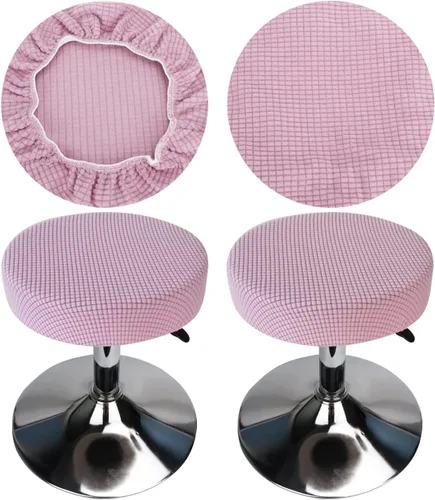 Vista 8 de Funda de taburete redonda de 12 a 16 pulgadas, fundas de asiento redondas para taburetes de bar, tela de lujo elástica, lavable de jacquard a prueba