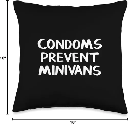 Vista 4 de Condoms Prevent Minivans Almohada de tiro 16x16, multicolor