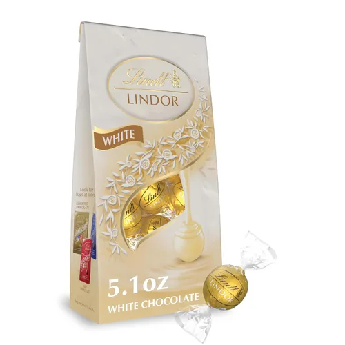 Vista 9 de Lindt LINDOR - Trufas de chocolate blanco con fresas y crema para San Valentín, bolsa de 5.1 oz