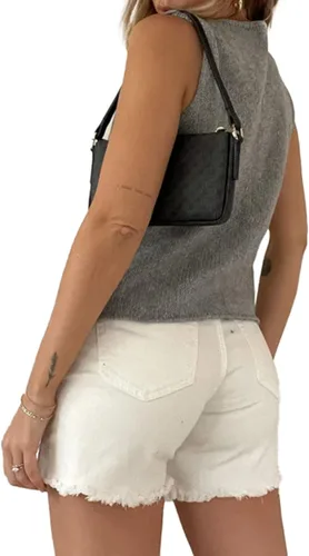 Vista 2 de Chaleco de punto de ganchillo con botones para mujer, sin mangas, con huecos, vintage, casual, cuello en V, versátil, ropa de calle