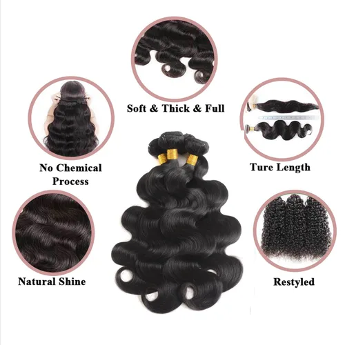 Vista 6 de 3 manojos de cabello humano 12A, ondulado, 100% sin procesar, cabello humano virgen brasileño de tejido rápido (14, 16, 18 pulgadas)