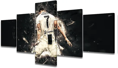 Vista 13 de TUMOVO Lienzo decorativo para pared, cuadro de Cristiano Ronaldo, cuadros de club de fútbol, impresiones en lienzo, póster de arte de pared, arte