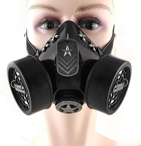 Vista 9 de Nueva estrella Steampunk gótico máscara de gas Cosplay Respirador Accesorios Negro