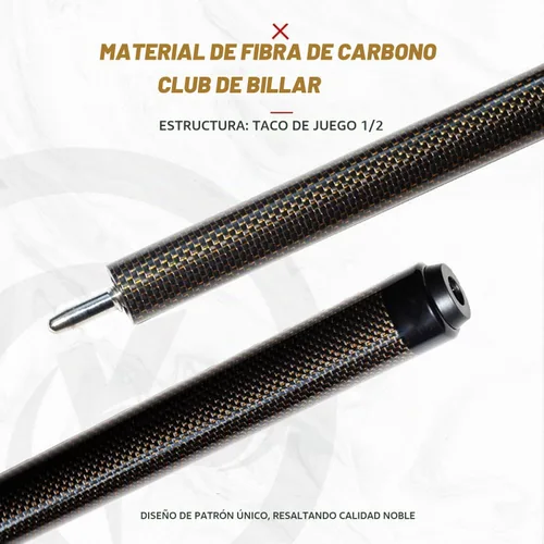 Vista 4 de Taco de piscina profesional de fibra de carbono de 58 pulgadas, estructura de 1/2 con conector de liberación rápida de 3 dientes, punta de cuero