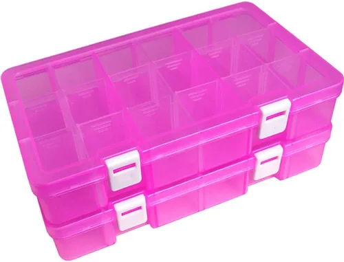 Vista 13 de DUOFIRE Caja organizadora de plástico con contenedor de almacenamiento, divisor ajustable, compartimento de cuadrícula extraíble para cuentas