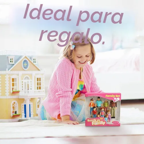 Vista 3 de Beverly Hills Sweet Li'l Family - Juego de 9 figuras flexibles para casa de muñecas: abuelo, abuela, mamá, papá, hermana, hermano, niño pequeño