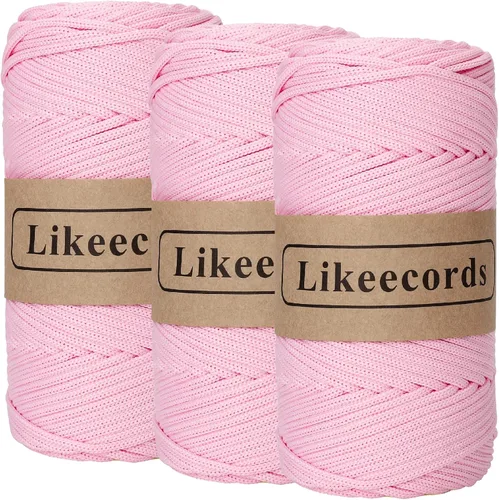 Vista 56 de Likeecords Cordón de macramé trenzado de poliéster de 0.157 in, 140 yardas, 426 pies, hilo elástico para bolsa de ganchillo para manualidades