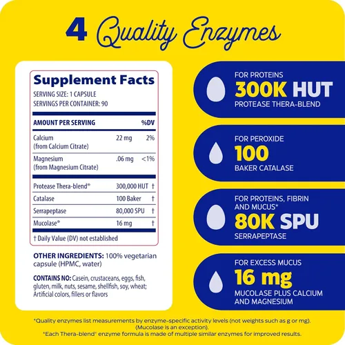 Vista 3 de Enzymedica, Defensa inmunológica, extra fuerza, enzimas proteolíticas para apoyo inmunológico y respiratorio 2X, 90