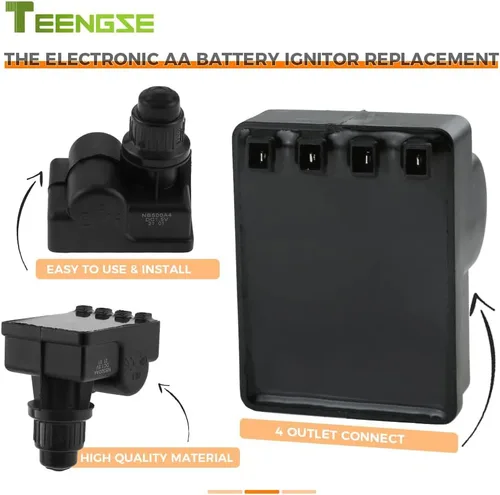 Vista 2 de Kit de encendido para parrilla con 4 electrodos para parrilla de propano Blackstone de 28" 1.5V Push Button Spark Igniter Set with 4 Ignition