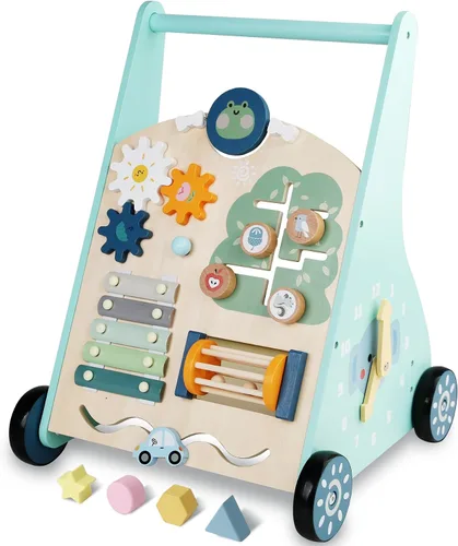 Vista 10 de RedSwing Andador de madera para bebés, blanco Montessori - Andador para niños pequeños, juguete de aprendizaje antivuelco, regalo perfecto de primer