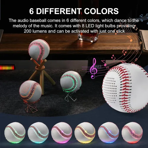 Vista 4 de Bluetooth Speaker Baseball Glow in The Dark Speaker for Fans Rojo