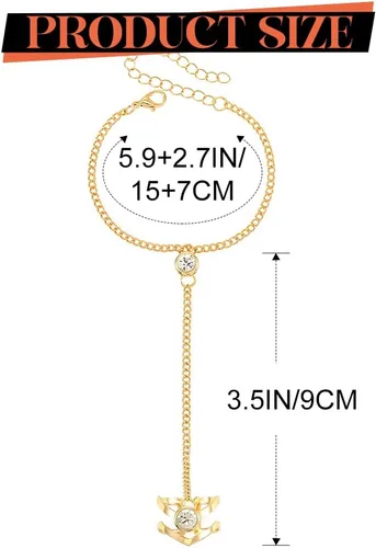 Vista 4 de ACEDRE Pulseras de cristal bohemias, arnés de mano de oro, anillos de dedo, accesorios de mano para mujer, Metal