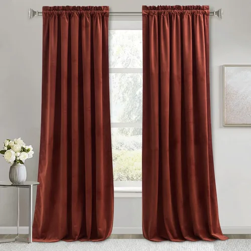 Vista 28 de RYB HOME Cortinas opacas de terciopelo para dormitorio, aislamiento térmico, privacidad, luz solar, bloqueo de calor, cortinas lujosas con bolsillo