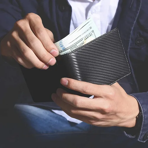 Vista 6 de Swallowmall Mens Wallet RFID Genuine Leather Slim Bifold Wallets For Men Removable ID Windows 11 Cards Holders Gift Box