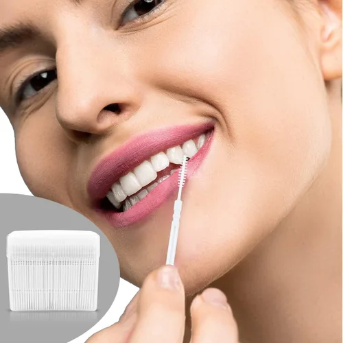 Vista 7 de FERCAISH Palillo de dientes interdental desechable de doble cabeza, 1060 piezas, cepillo de plástico, palillos de dientes para el cuidado bucal