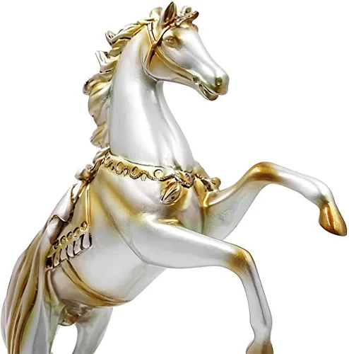 Vista 3 de DreamsEden Estatua de caballo de cría, escultura de semental salvaje, figura de resina de polietileno pintada a mano para decoración de oficina