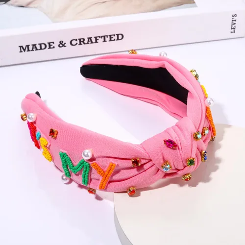 Vista 5 de YAHPERN Diadema de cumpleaños para mujer con cuentas "It's My Birthday", diadema anudada con diamantes de imitación de cristal, diadema de nudo