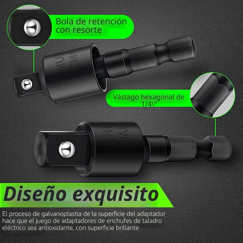 Vista 8 de Juego de extensión de broca flexible Fruholt con accesorio de ángulo recto, juegos de adaptador de enchufe de grado de impacto giratorio de 360°