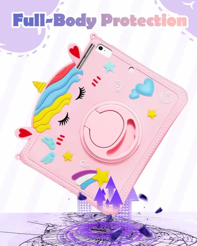 Vista 6 de Funda para iPad mini de 5ª/4ª generación - 7.9 pulgadas Funda Mini 4/5 Gen con soporte para bolígrafo, linda funda de tableta de silicona