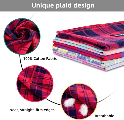 Vista 3 de Bandana de primavera para perro, bufanda grande para perro, color naranja, verde, estampado a cuadros, ajustable, accesorios para perros pequeños