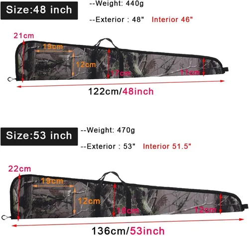 Vista 3 de Funda de escopeta suave para rifles sin mira Long Gun Padded Carrying Bag for Hunting and Shooting Camouflaje