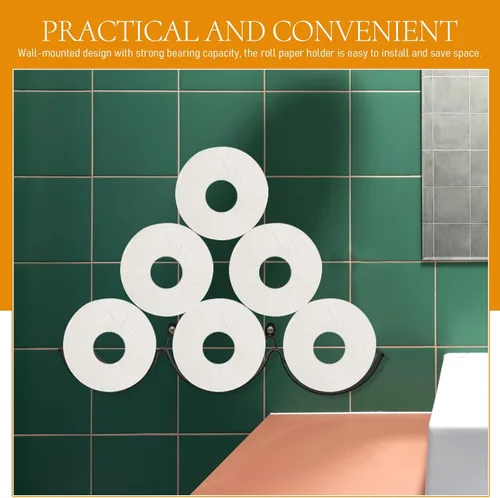 Vista 7 de STOBAZA Soporte para toallas de papel para baño, estante de pañuelos montado en la pared, estante decorativo para toallas de cocina